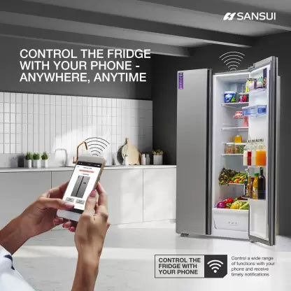 Sansui 544 L Frost Free Side by Side Refrigerator (Silver Steel, 520ISSNS) (OPEN BOX) Sansui 544 L Frost Free Side by Side Refrigerator (Silver Steel, 520ISSNS) (OPEN BOX)